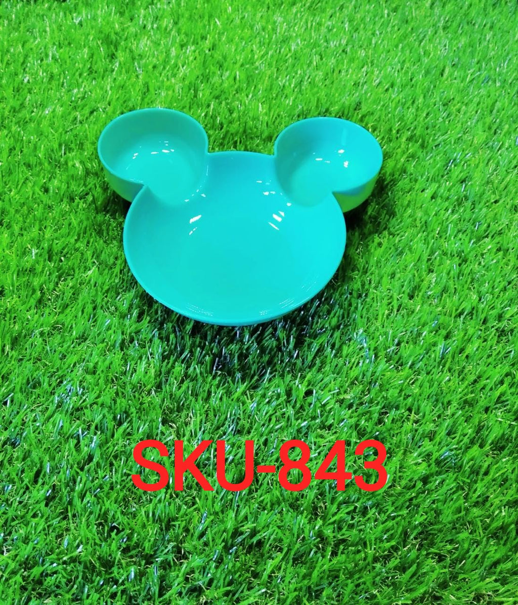 The divided Mickey-shaped plate, perfect for keeping different snacks separate.