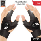 Fingerless LED gloves showcasing breathable fabric and adjustable wrist strap for comfort.