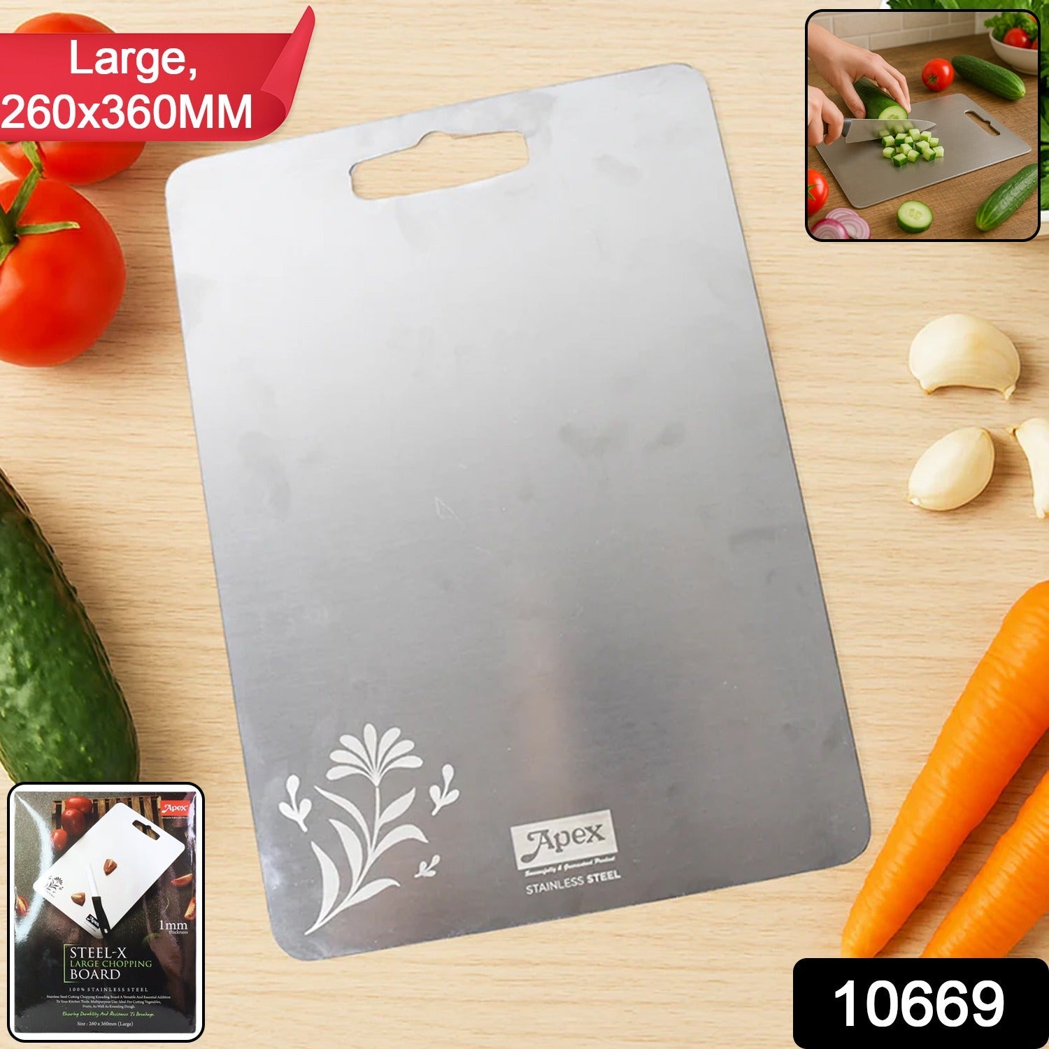 Durable stainless steel cutting board for kitchen food preparation
