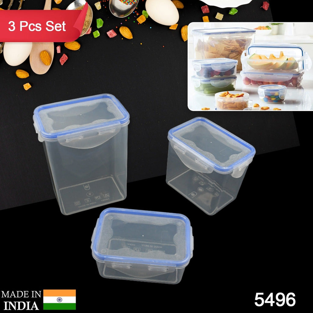 Food-grade plastic containers shown with various dry fruits and spices inside.