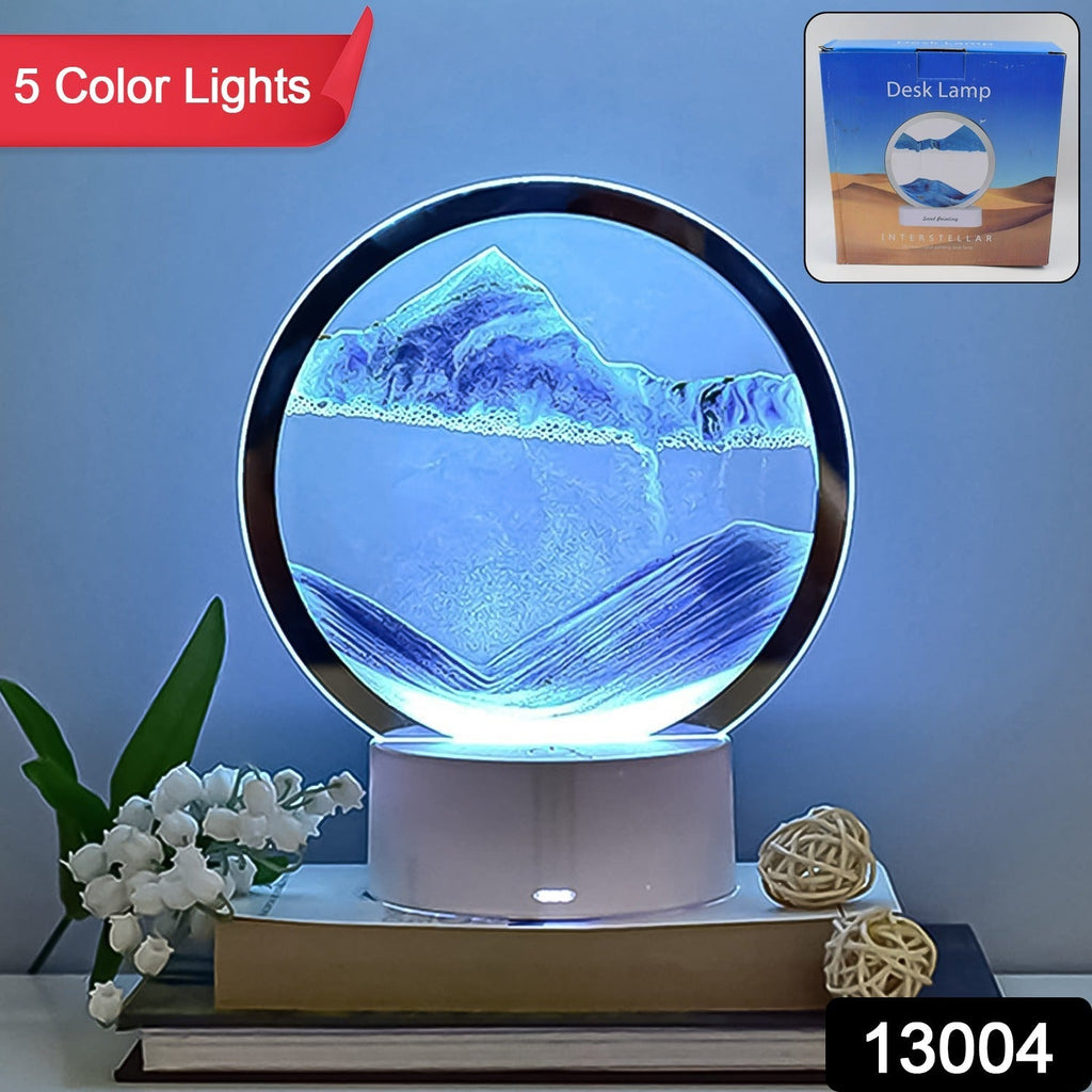 Vibrant display of the 5-color light Moving Sand Art Picture, perfect for any desk.