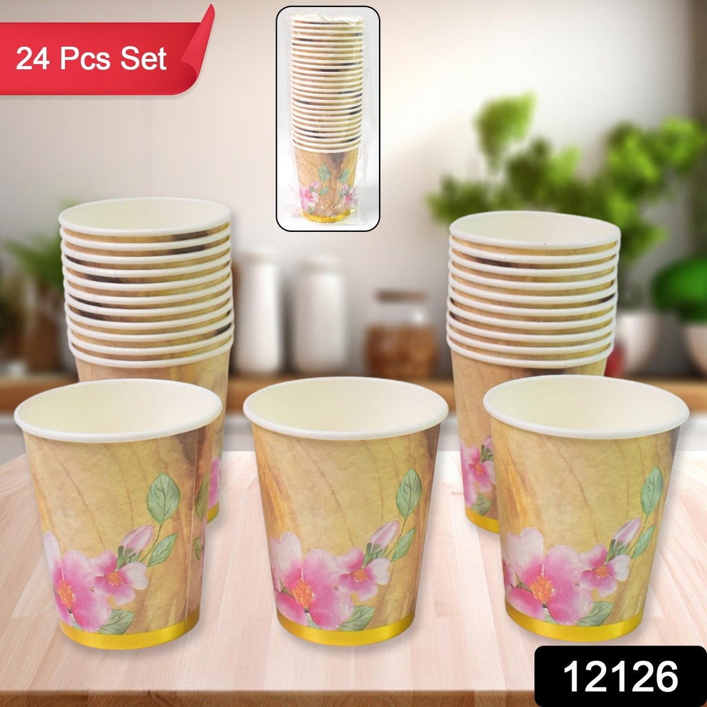Close-up of a colorful disposable paper cup with a unique pattern, ideal for beverages.
