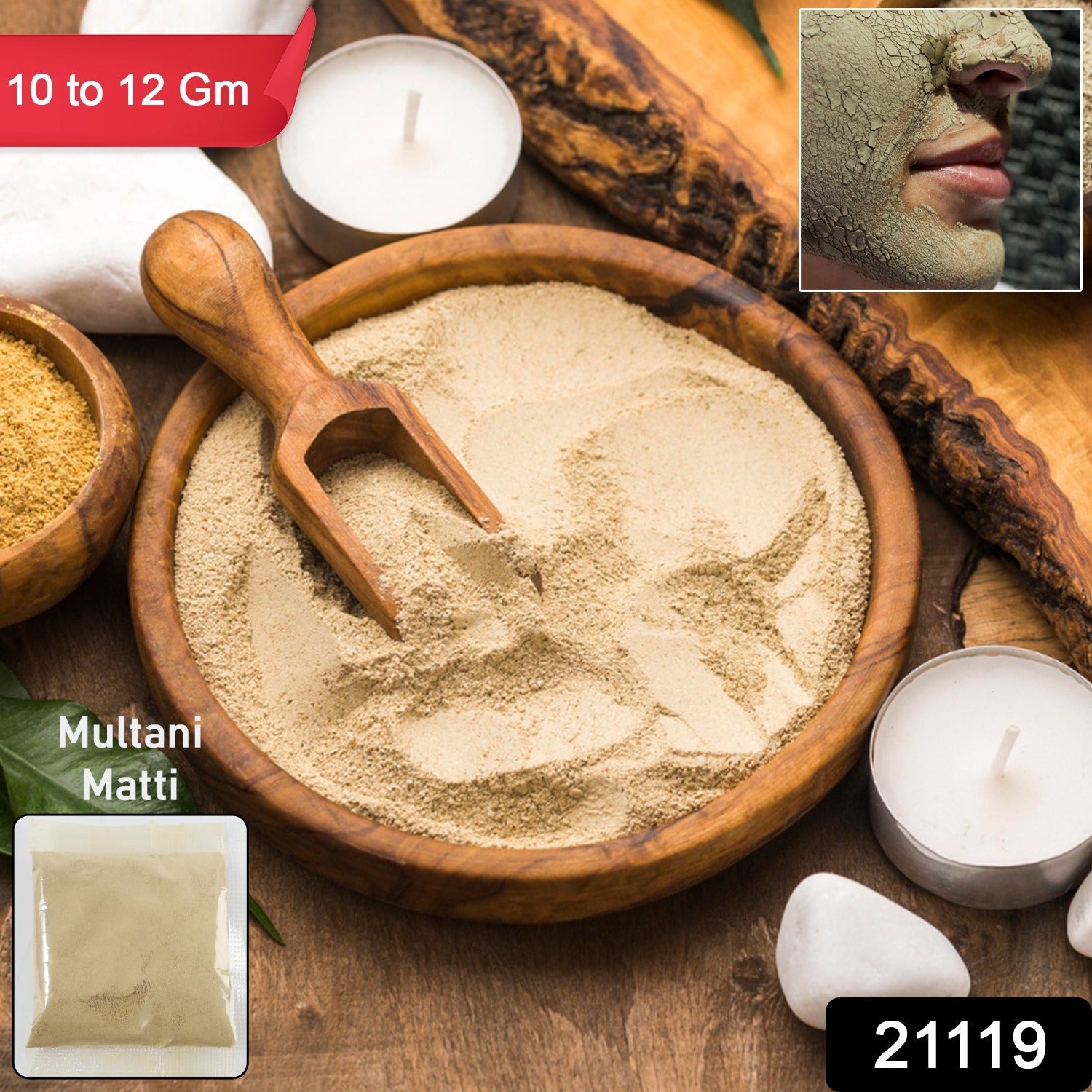 Fuller's Earth powder sachet for skin cleansing