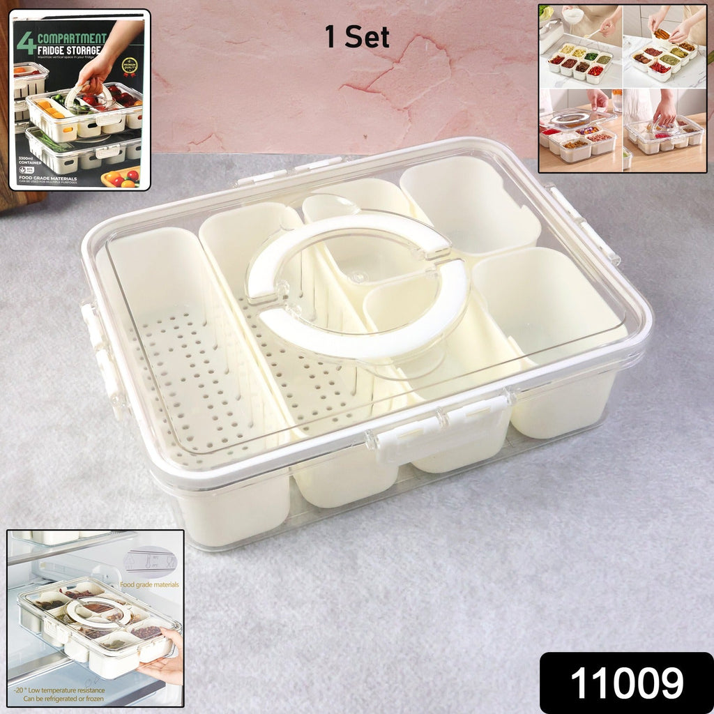 Leak-proof compartment box organizing fridge items