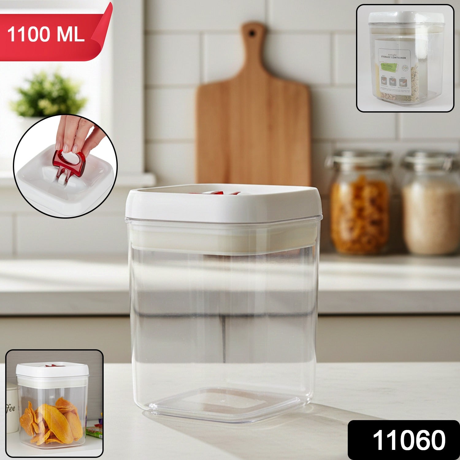 Transparent lock and seal kitchen storage box for organised pantry