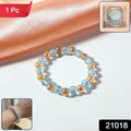 Dual-tone crystal beaded stretch bracelet with glossy transparent beads