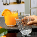Classic clear glass tumblers with vertical ribbed finish