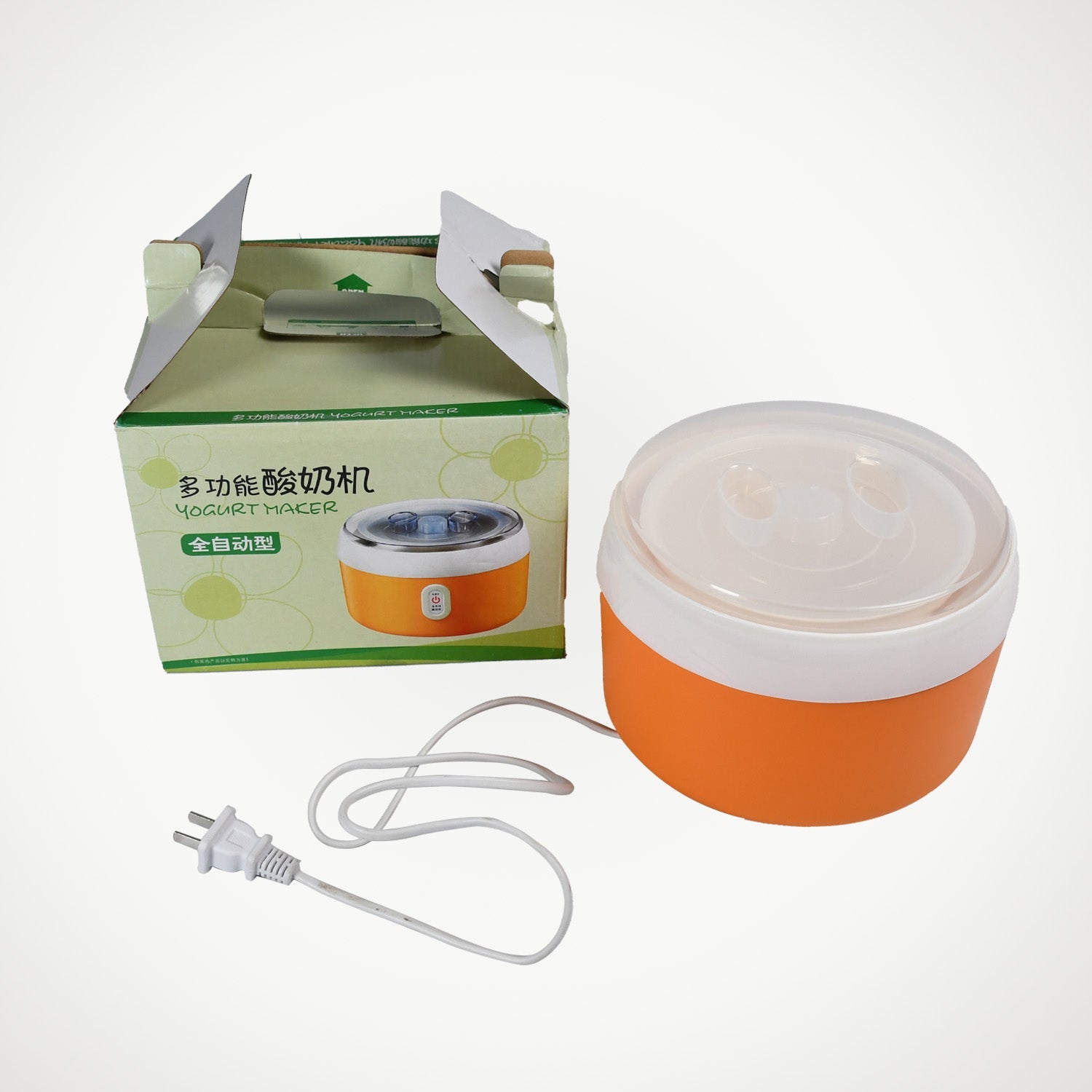 Front view of Chef’s Embrace automatic electronic yogurt maker with 1L plastic container
