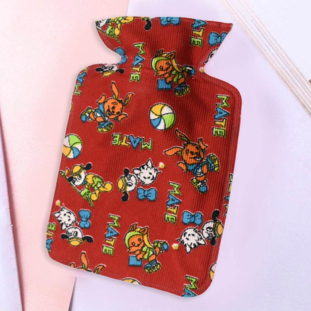 Small hot water bag for pain relief, demonstrating its flexibility for various body applications.