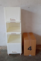 Demonstration of the easy foldable design of the versatile storage cabinet for compact storage.