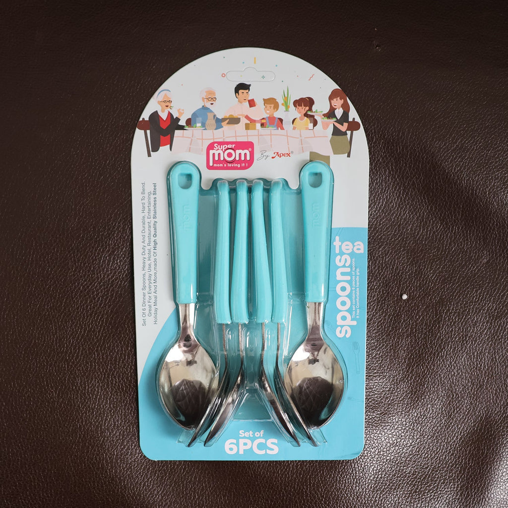 Top view of stainless steel tea spoon set showcasing design
