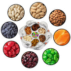 Multi-compartment Rotating Dry Fruit Tray on a table, ready for serving guests.