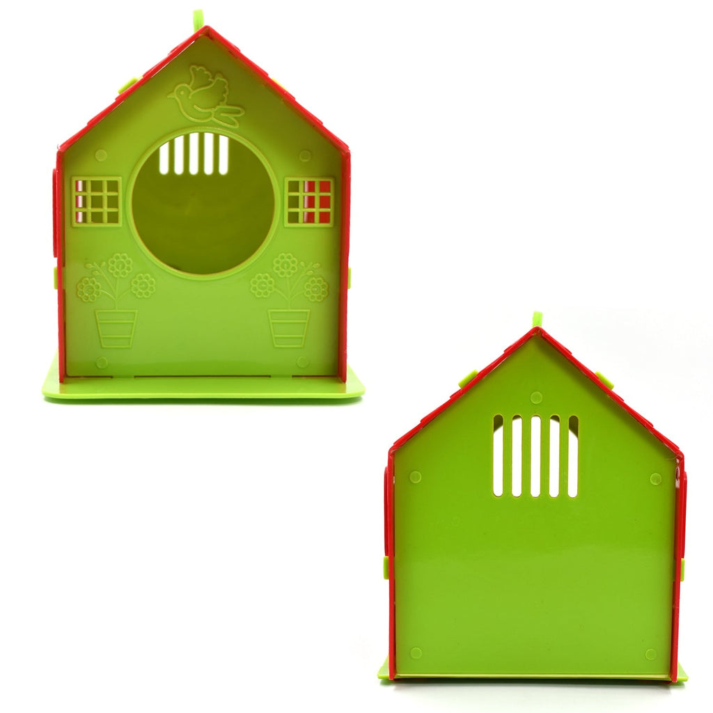 Decorative wooden bird house shaped like a small home, enhancing your garden aesthetic.