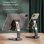 Adjustable foldable phone holder showcasing multiple viewing angles for comfort.