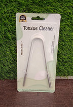 MintGuard tongue cleaner held in hand, showing its ergonomic design and size.