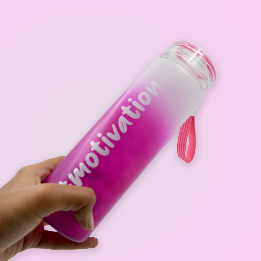 Lightweight and motivational glass water bottle, perfect for everyday hydration needs.