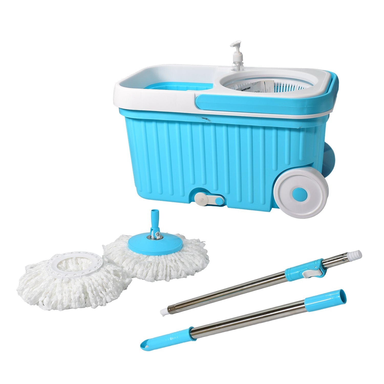 Ganesh plastic spin mop with bigger wheels for easy floor cleaning.