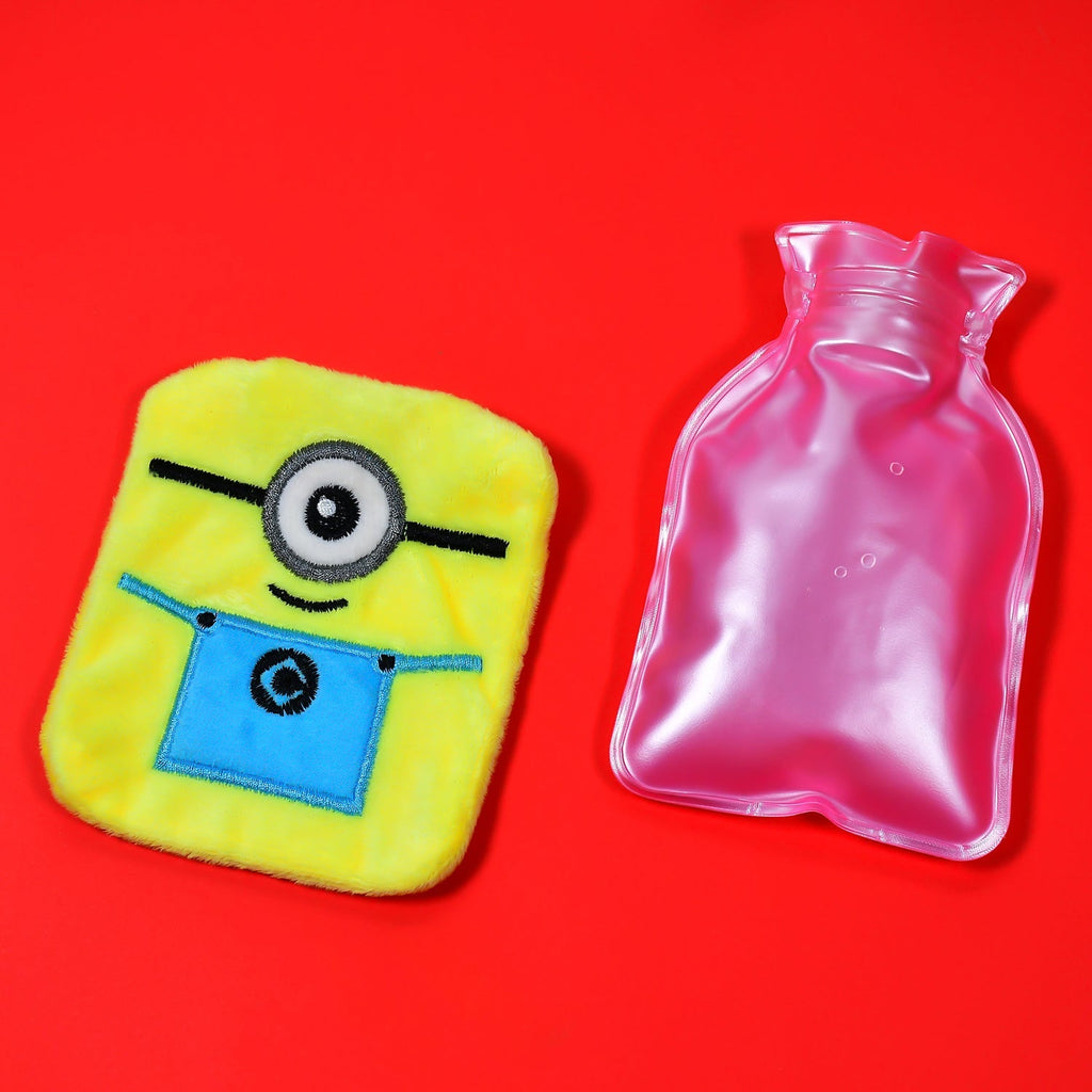 Minions hot water bag with cover, ready to provide gentle heat therapy.