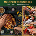 Ultra-sharp poultry shears making meal prep quick and efficient.