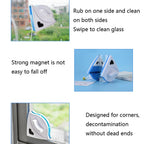 A magnetic window squeegee showing its strong grip for safe and efficient cleaning.