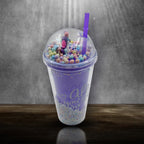 Vibrant Kids LED Sipper Bottle with a convenient straw and illuminating light for school.