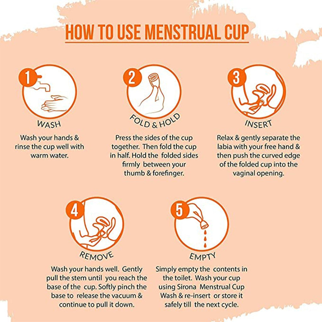 Display of the comfortable reusable menstrual cup and its protective pouch.