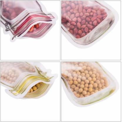 Zip closure transparent jar pouch, highlighting its reusability.