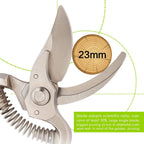 Heavy-duty garden pruners designed for robust use.