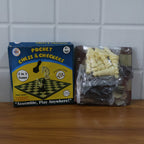 Folded Chess & Checkers board game fitting perfectly in travel bag