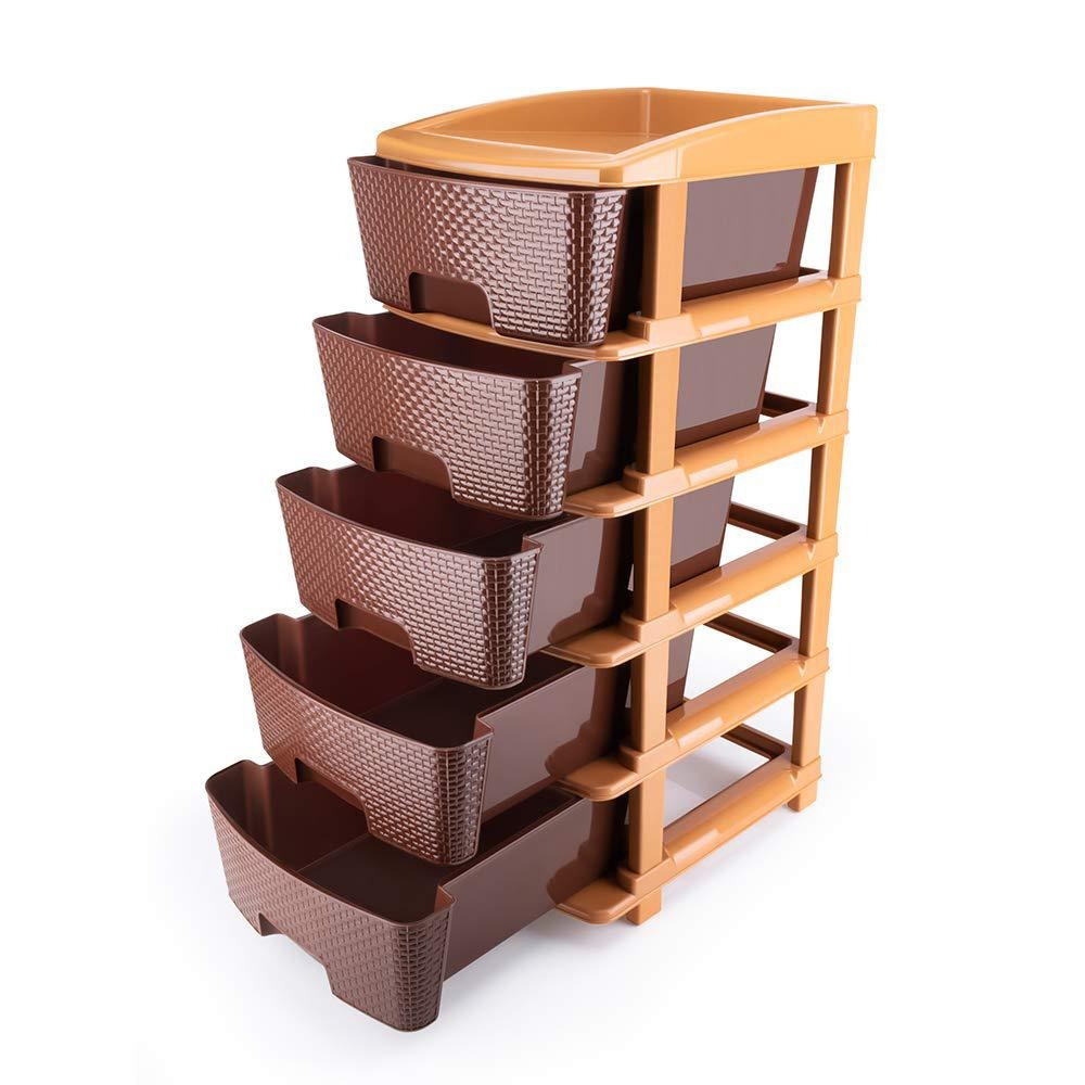 Organivo's multi-purpose brown 5-tier drawer system, perfect for any room.