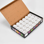 A full pack of 24 pink flameless LED tealights, ready for use.