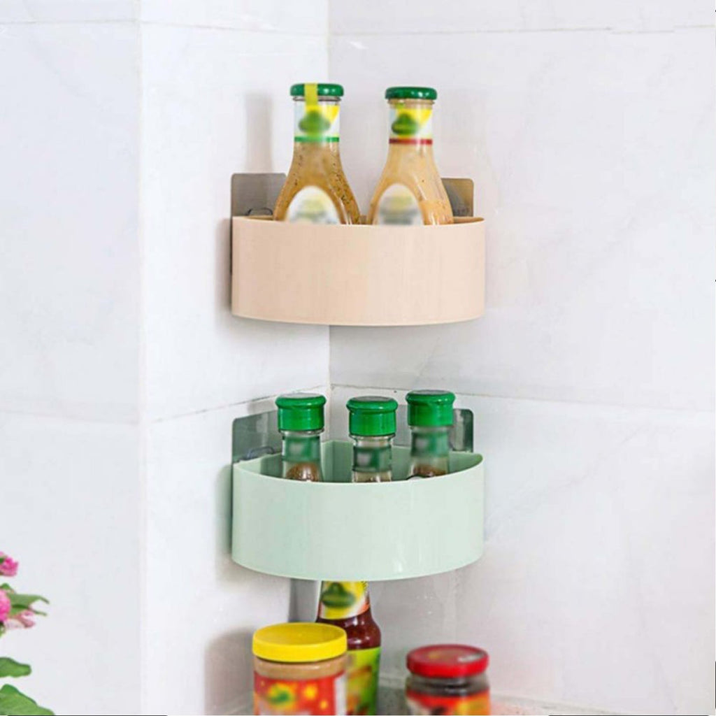 View of the adhesive corner shelf from a different angle.
