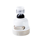 Kitchen tap fitted with a rotatable sink aerator, demonstrating its full range of motion.