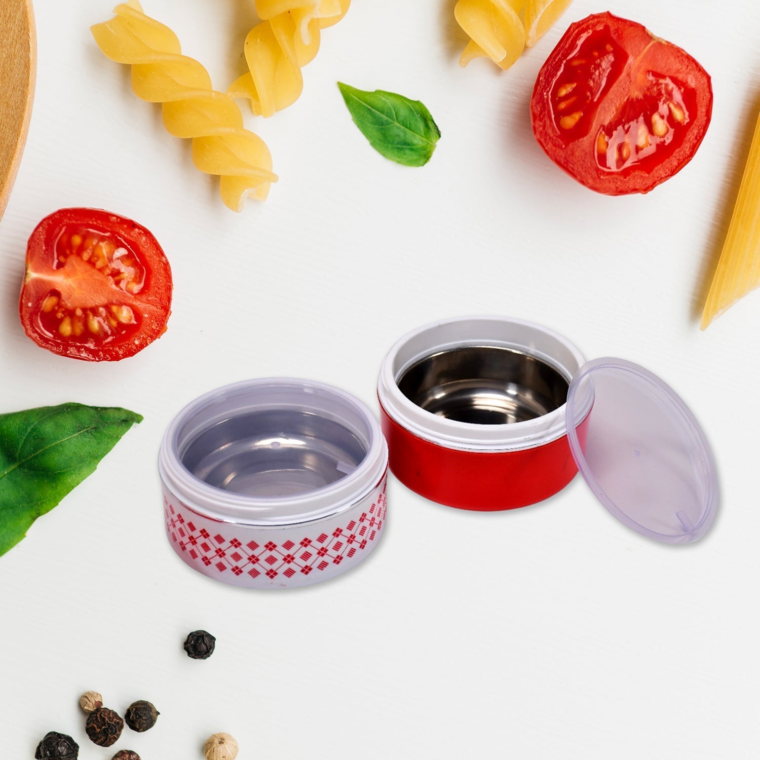 Blue 2-layer insulated tiffin box with lid closed, ready for use.