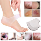 Pair of silicone gel heel socks providing deep moisture for dry, cracked heels.