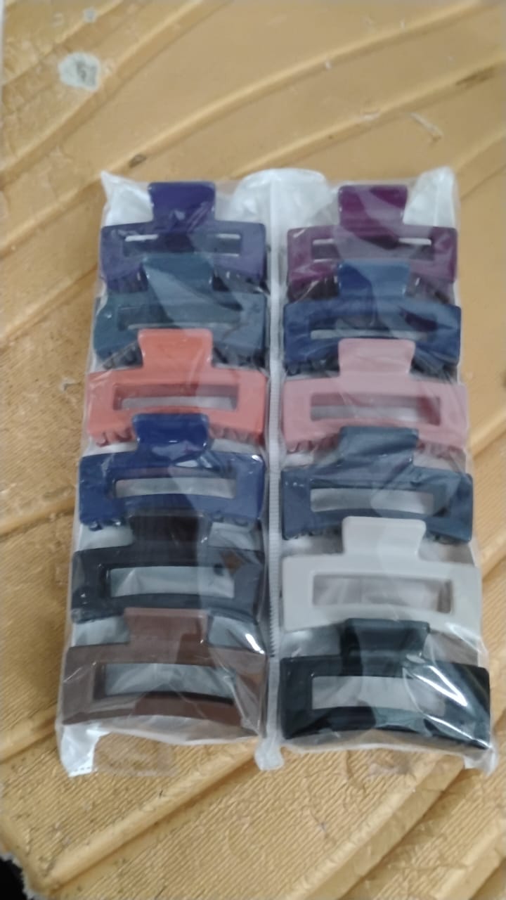 Assorted color matte rectangle hair claw clips set for women