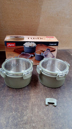 Stacked rustic airtight jars designed for kitchen storage and food freshness