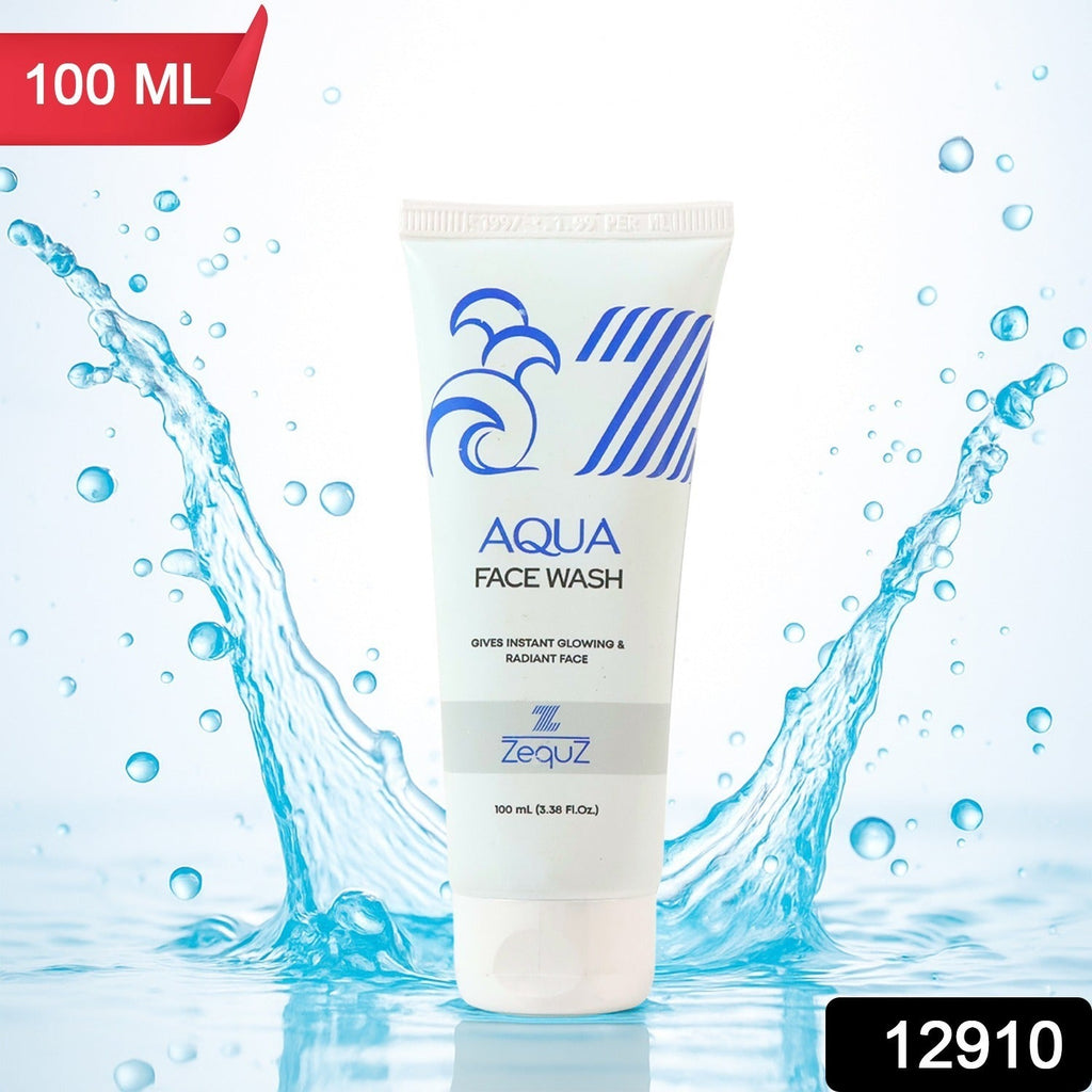 Close-up of Aqua Face Wash gel being dispensed onto hand for hydration