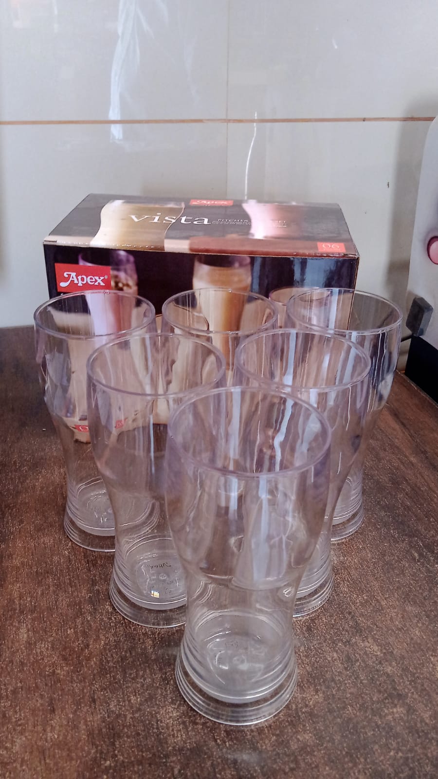 Stacked view of Vista pitcher glasses showing compact and durable design