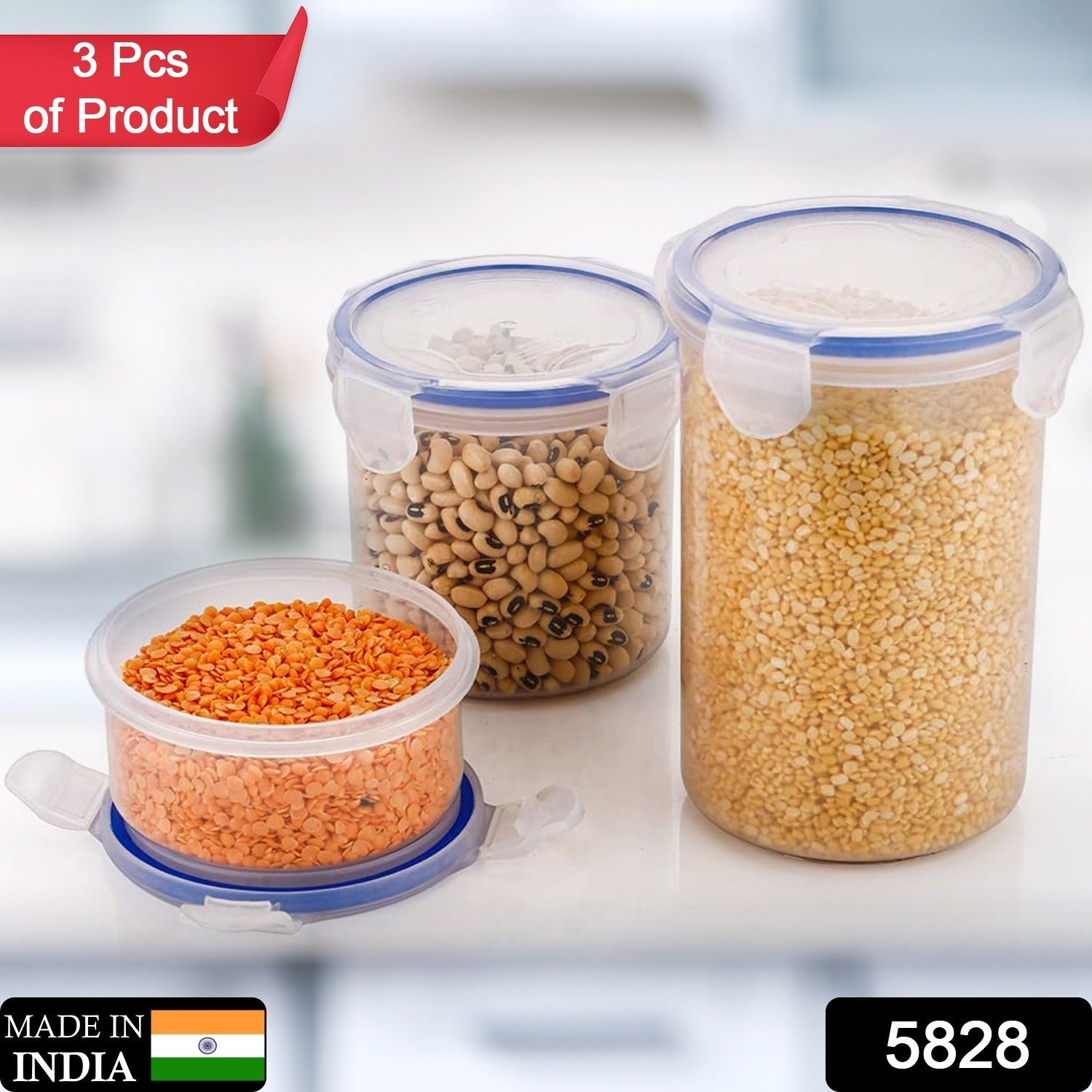Organivo's stackable round plastic food storage containers in various sizes for efficient kitchen organisation.