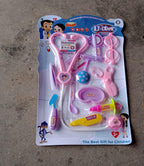 Detailed view of the multicolour medical tools, promoting pretend play for children.