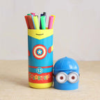 Minions sketch pen set with its fun case, highlighting the pen designs.