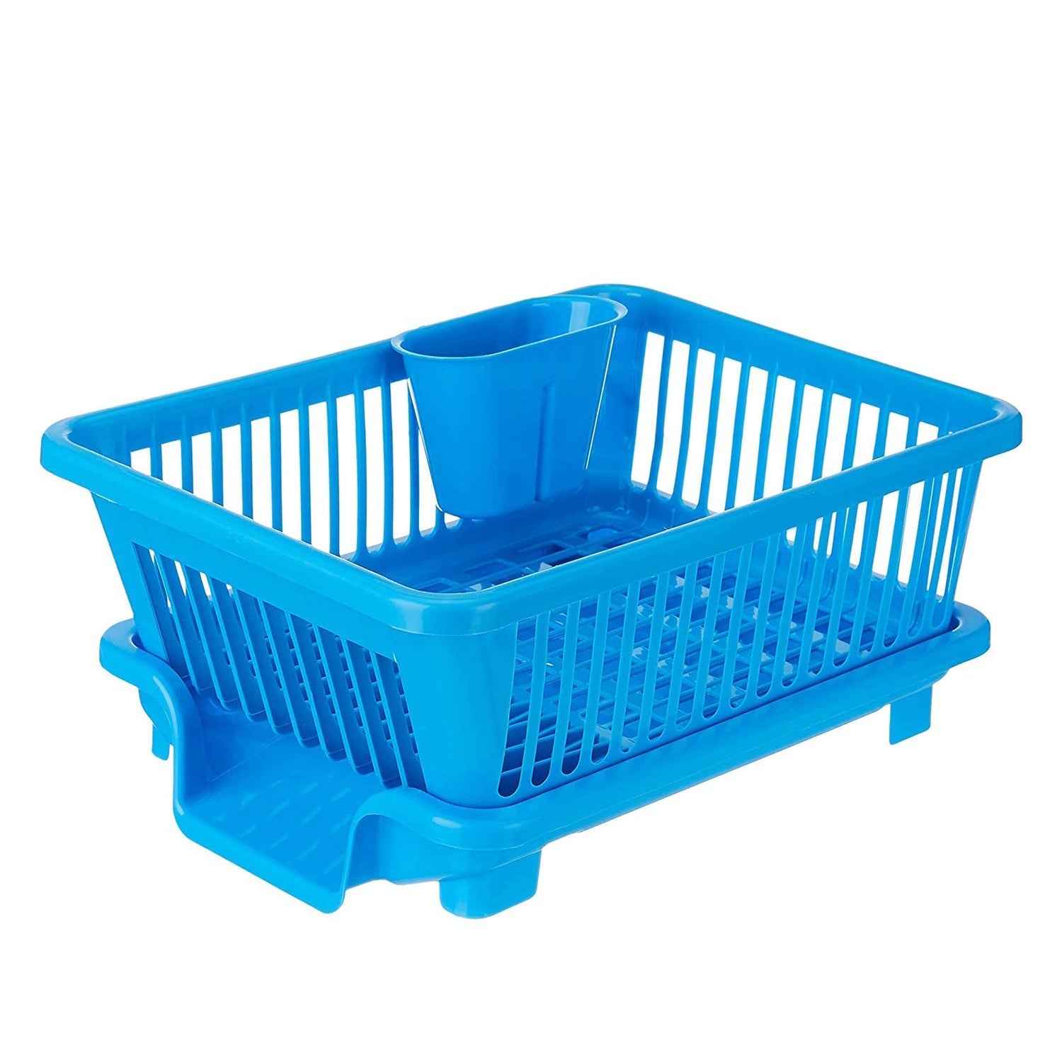 Side view of the versatile plastic dish drainer rack for kitchen drying solutions.