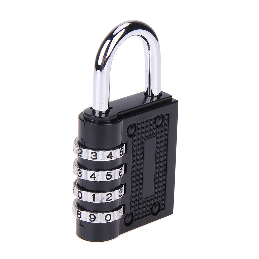 A hand demonstrating the compact size of the 4-digit combination lock.