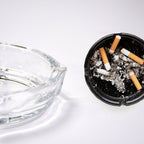 Refined round tabletop ashtray crafted from sparkling crystal glass.