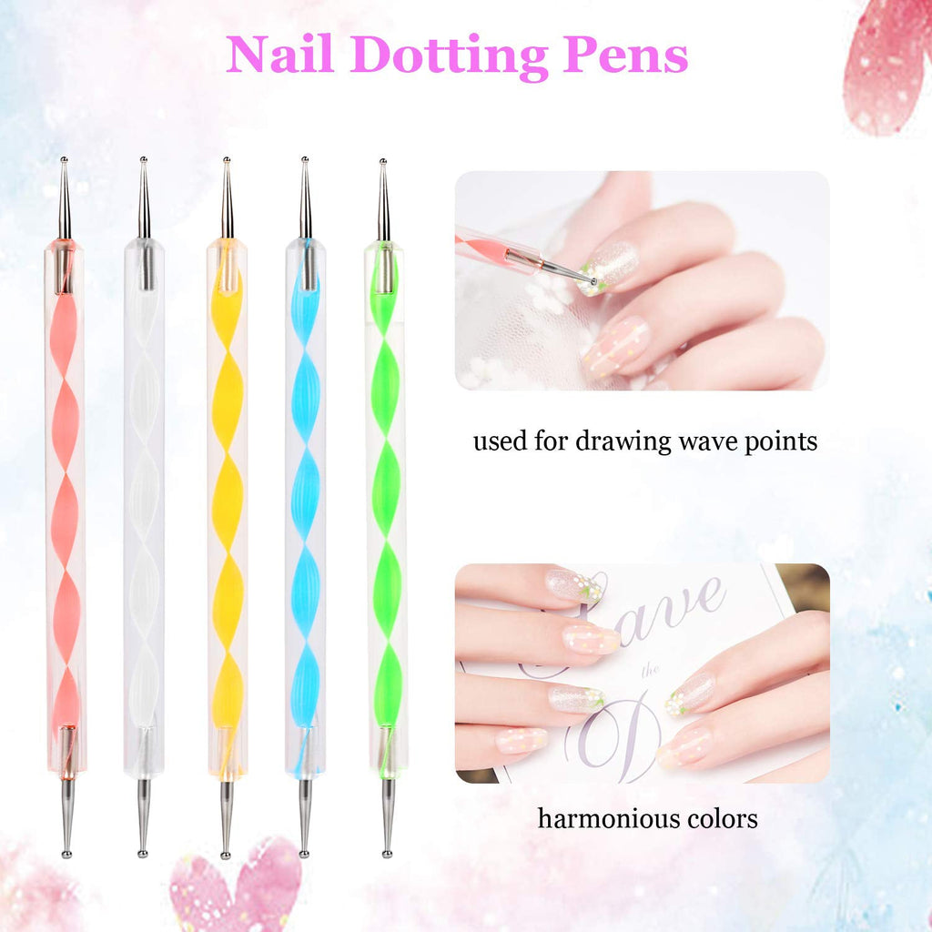 Ergonomic design of 5 nail art pens in set.