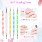 Ergonomic design of 5 nail art pens in set.