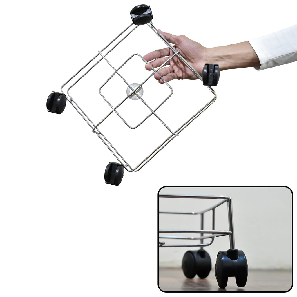 Portable square oil stand designed for easy carrying of kitchen essentials.