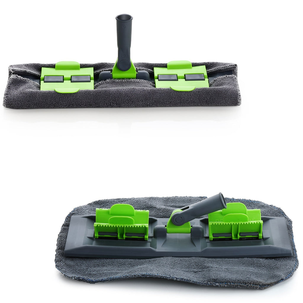 Ganesh Microfiber Flat Mop displayed, showcasing its slim profile and rotating head for under-furniture cleaning.
