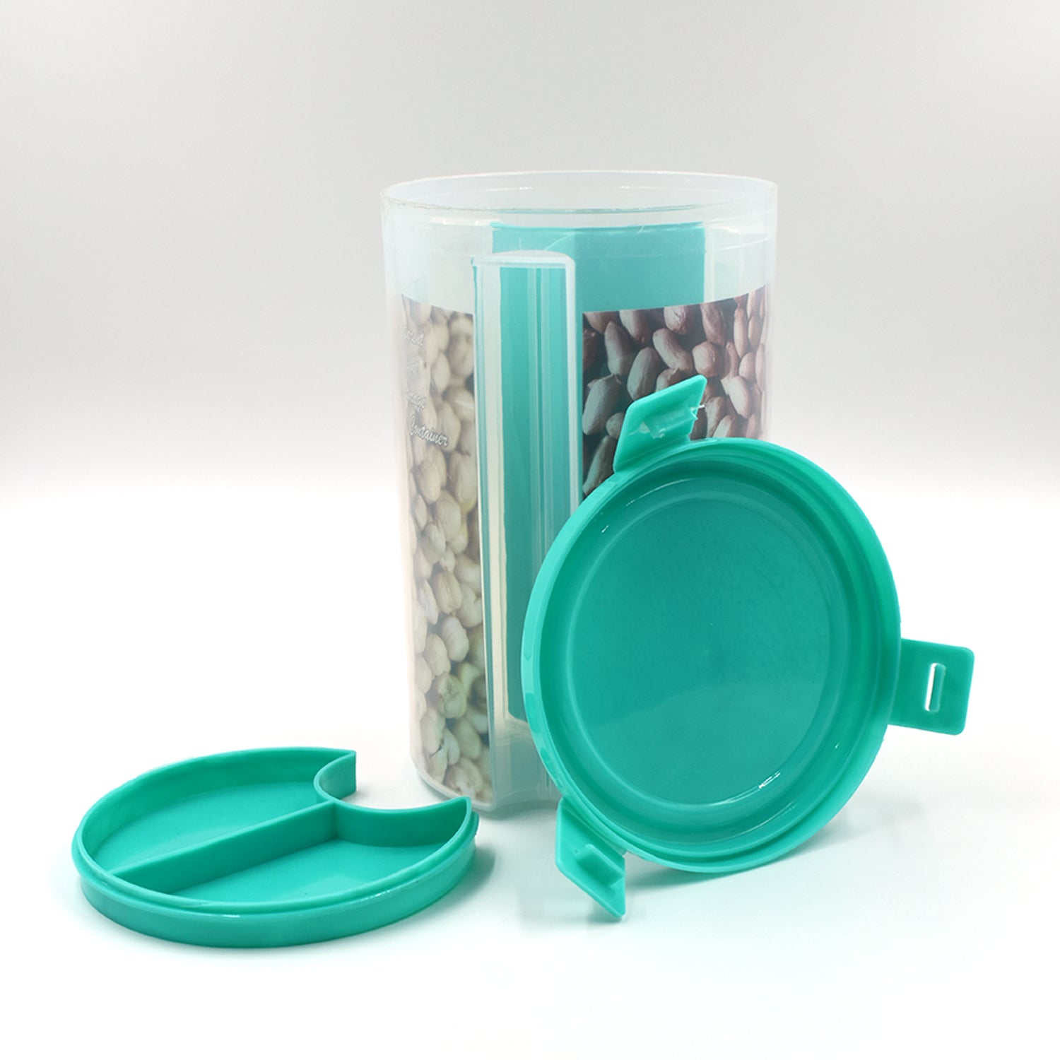 The transparent airtight storage container, perfect for kitchen organisation, with color box.